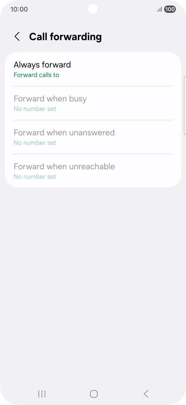 Press the required divert type.