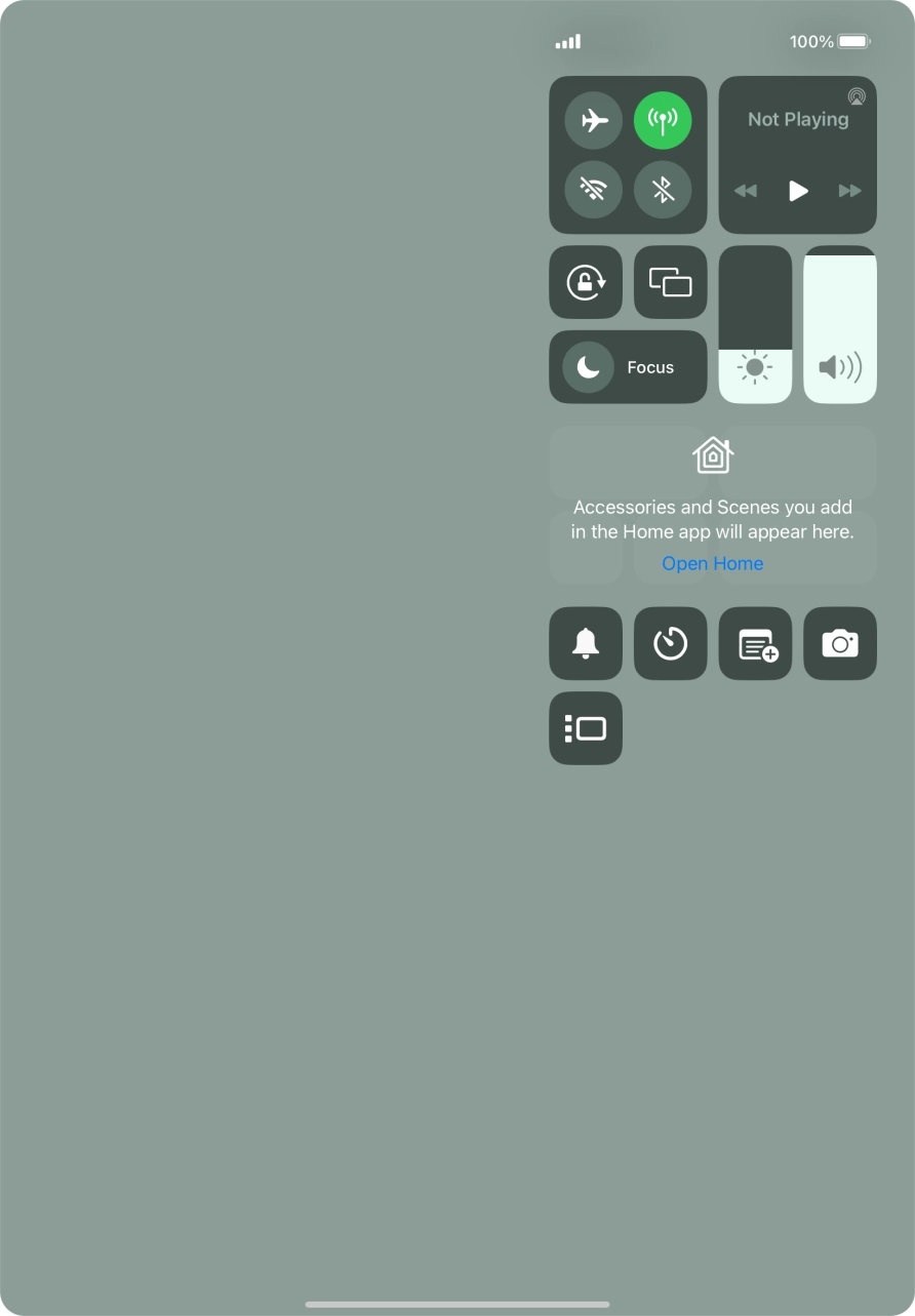 Press the flight mode icon to turn the function on or off. Press the flight mode icon to turn the function on or off.