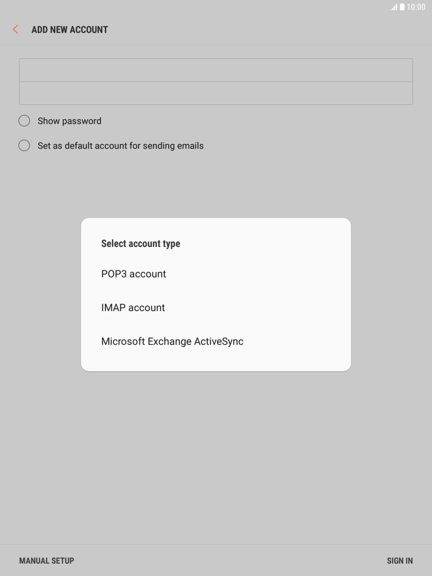 Press IMAP account. Press IMAP account.