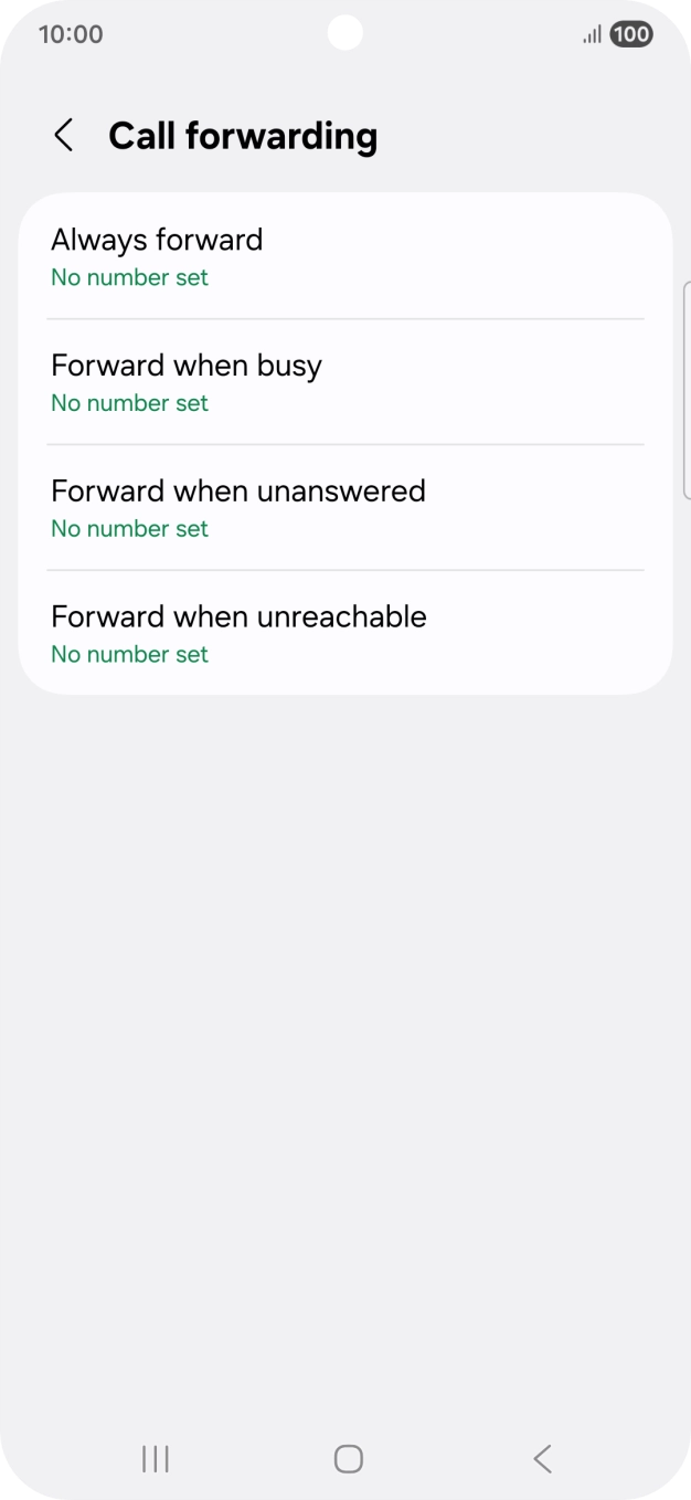 Press the required divert type.