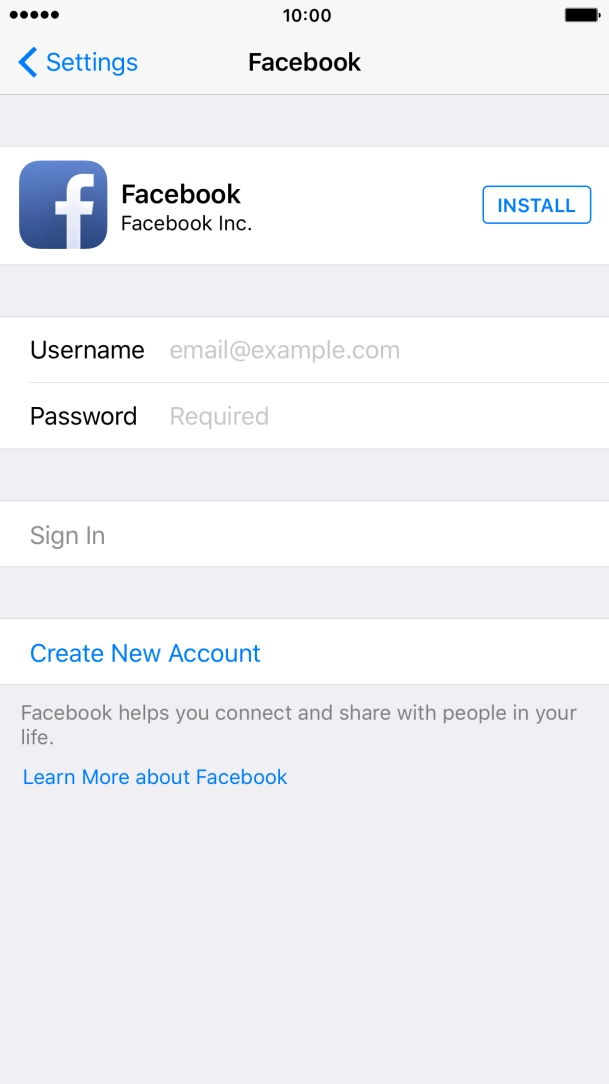 Press INSTALL and wait while Facebook is installed. Press INSTALL and wait while Facebook is installed.