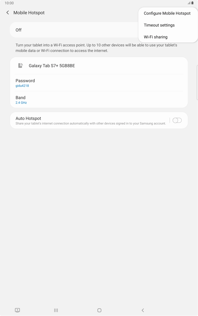 Press Configure Mobile Hotspot. Press Configure Mobile Hotspot.