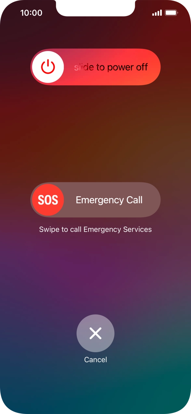 Press and drag the power off icon right. Press and drag the power off icon right.