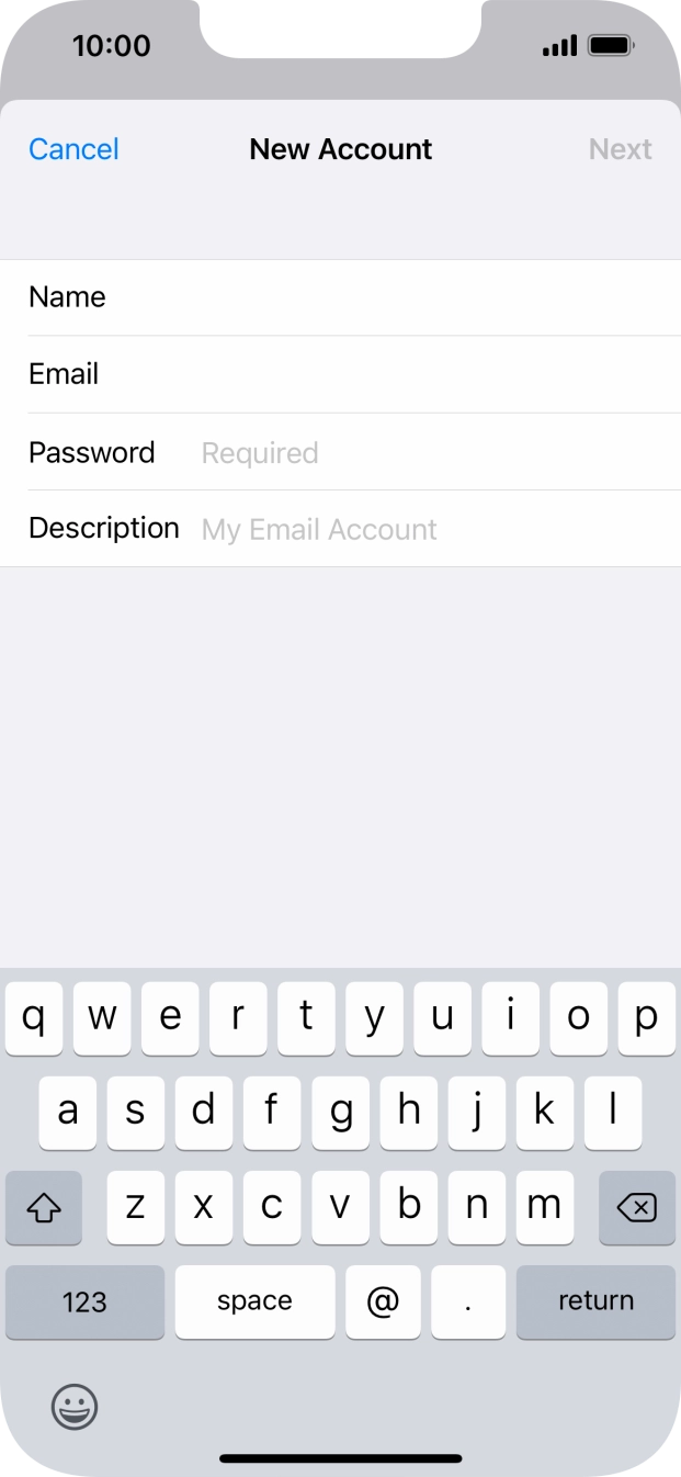 Press Password and key in the password for your email account. Press Password and key in the password for your email account.
