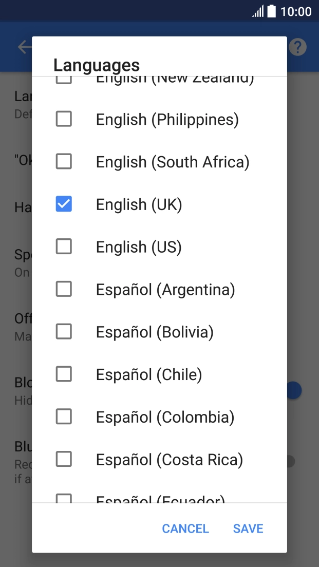 Press the required language.