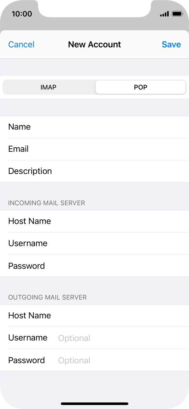 Press Username and key in the username for your email account. Press Username and key in the username for your email account.