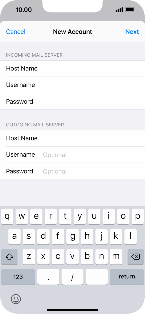 Press Username and key in the username for your Telstra email account. Press Username and key in the username for your Telstra email account.