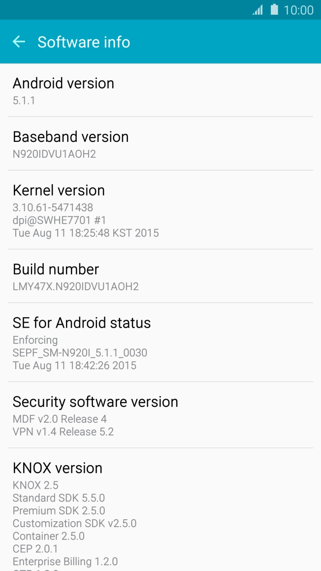 Your phone's software version is displayed below Android version.
