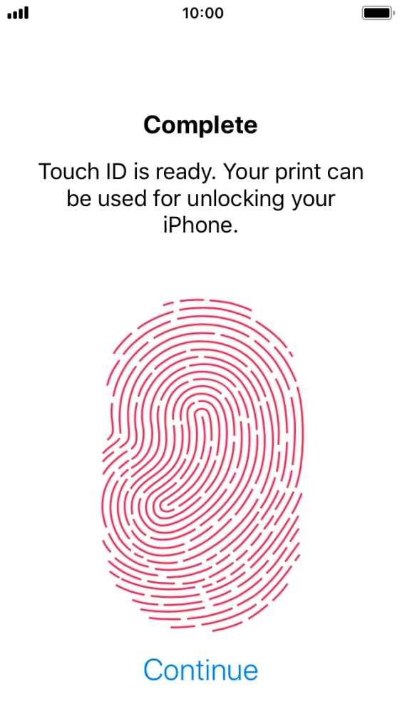 Press Continue. If you haven't previously selected a phone lock code, key in a code of your own choice twice.