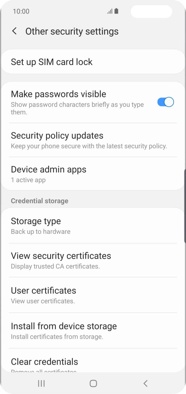 Press Set up SIM card lock. Press Set up SIM card lock.