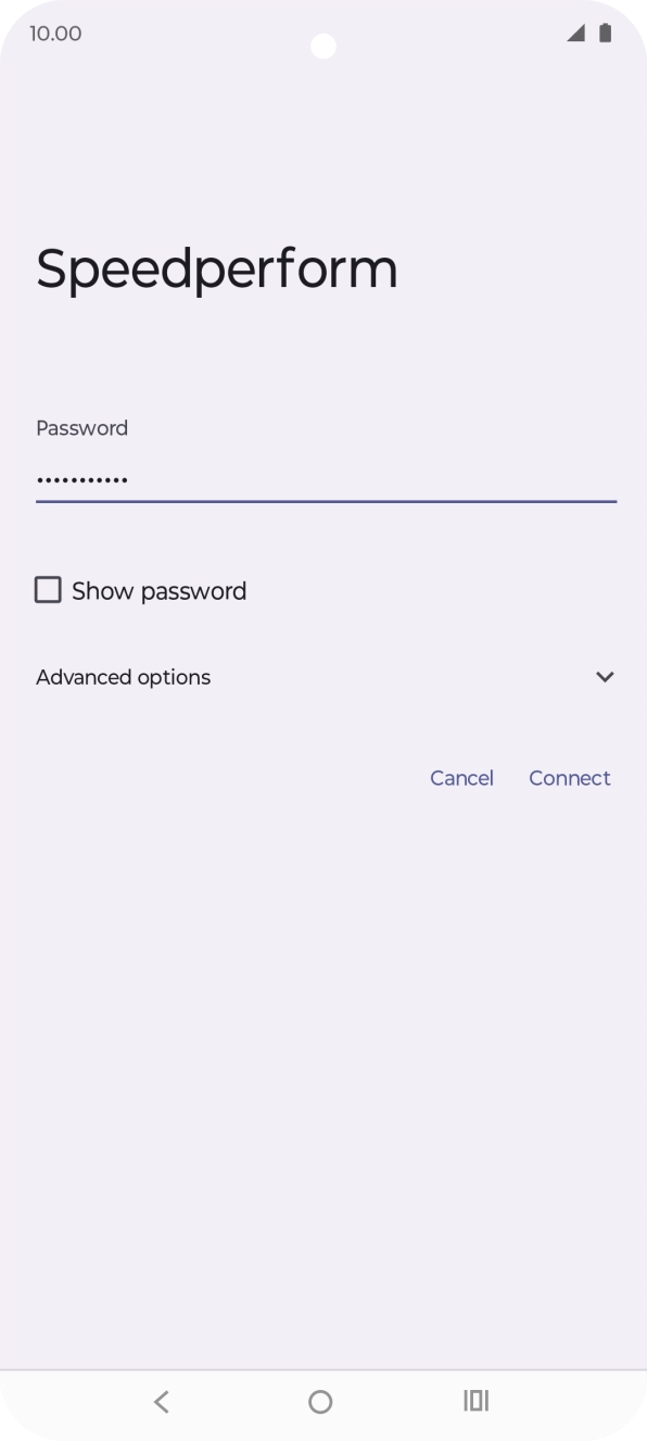 Key in the password for the Wi-Fi network and press Connect. Key in the password for the Wi-Fi network and press Connect.