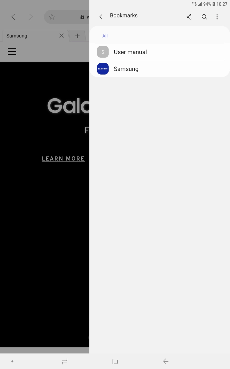 Press the required bookmark. Press the required bookmark.