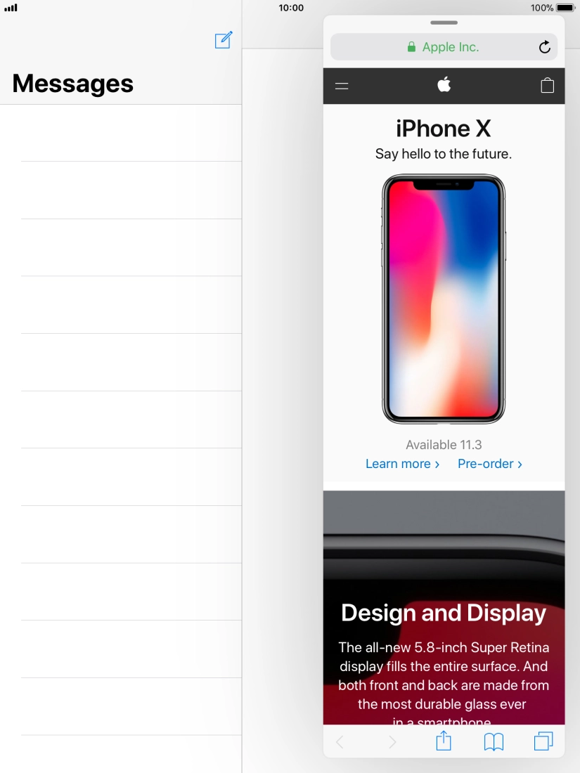 The application now displays on top of the other open application.