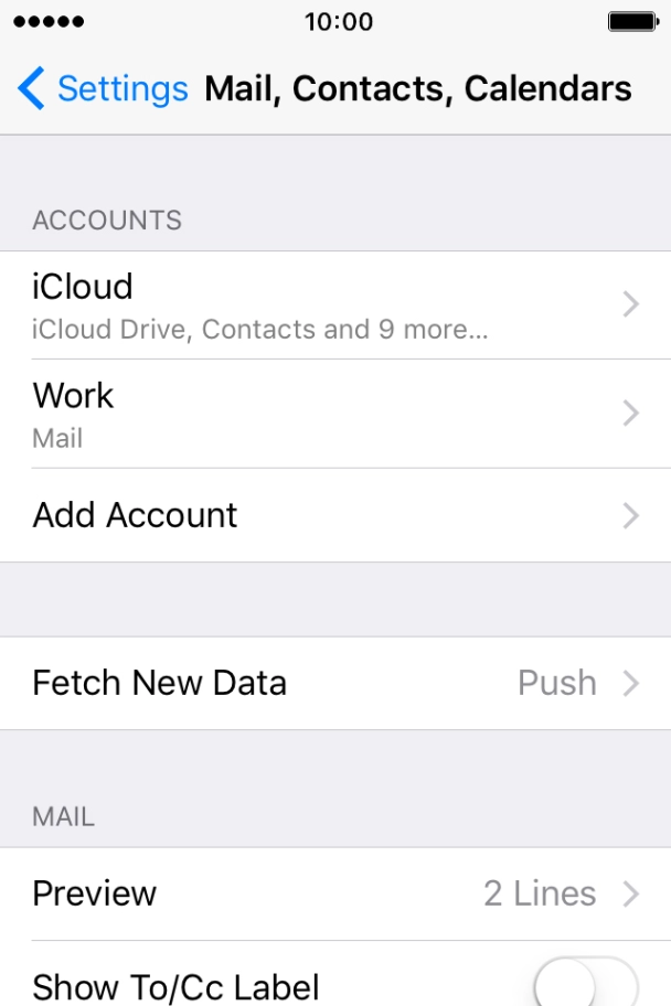 Press the name of the Exchange email account you've just set up. Press the name of the Exchange email account you've just set up.