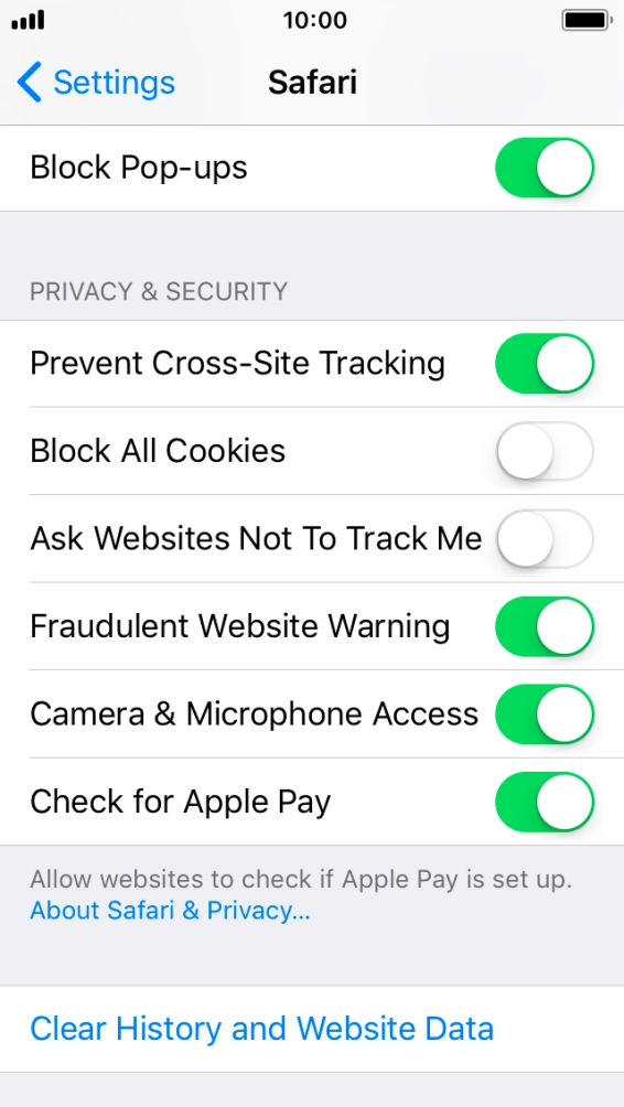 Press Clear History and Website Data. Press Clear History and Website Data.
