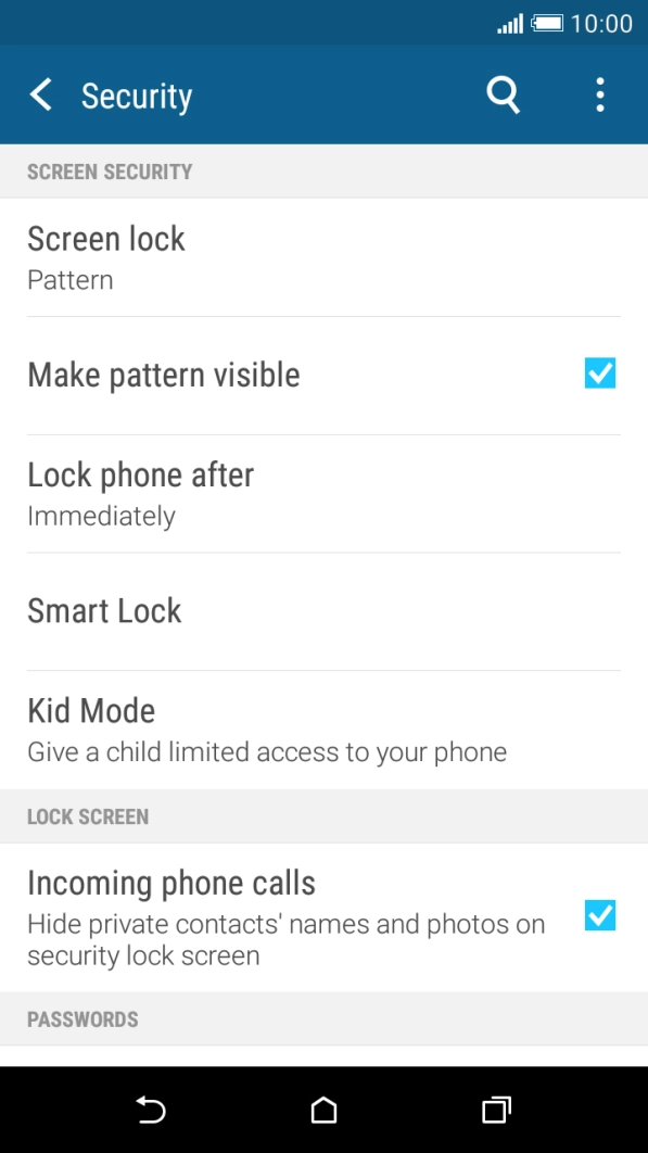 Press Screen lock and key in the current phone lock code. Press Screen lock and key in the current phone lock code.
