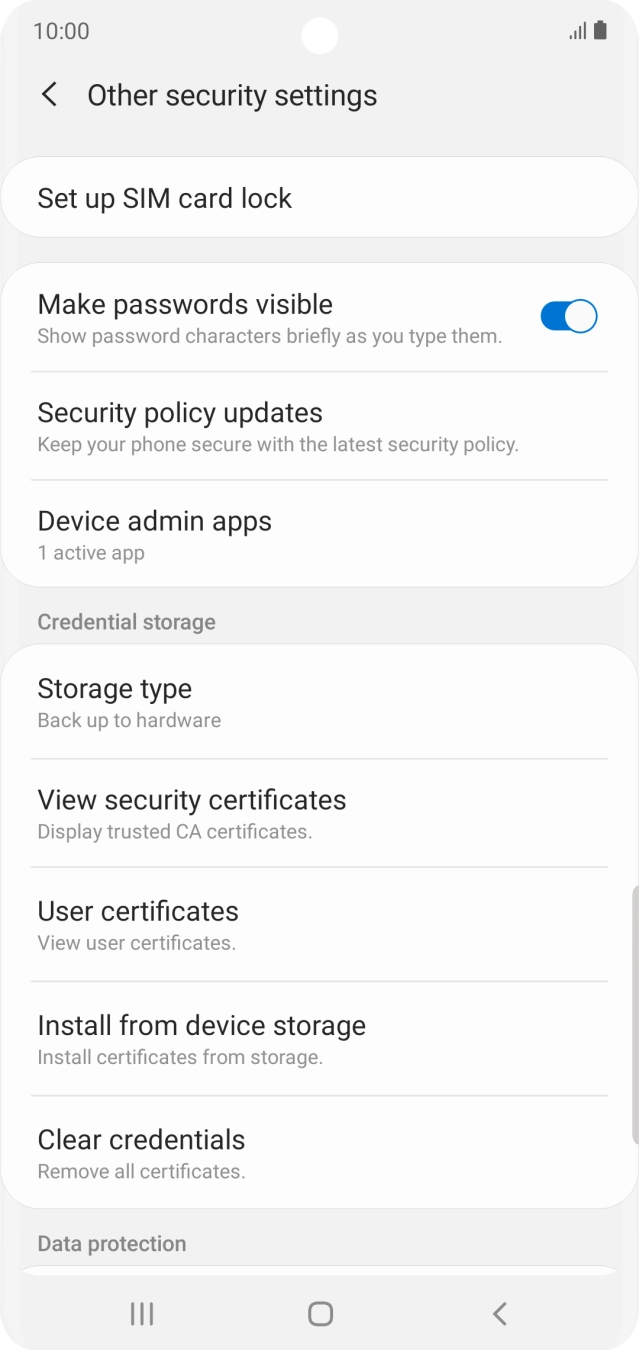 Press Set up SIM card lock. Press Set up SIM card lock.