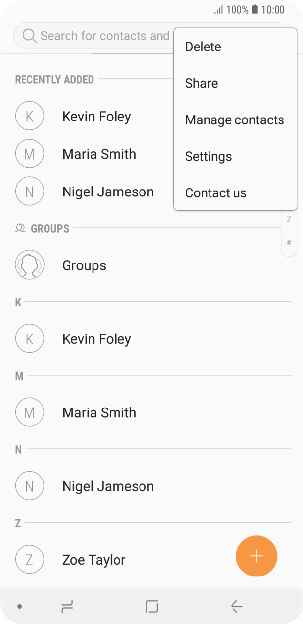 Press Manage contacts. Press Manage contacts.