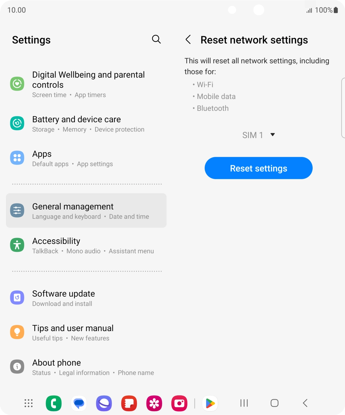 Press Reset settings. Press Reset settings.