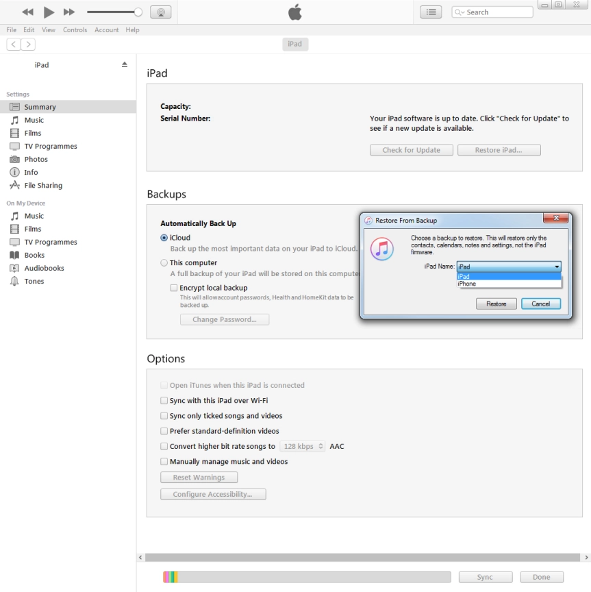 Click the required backup. Click the required backup.