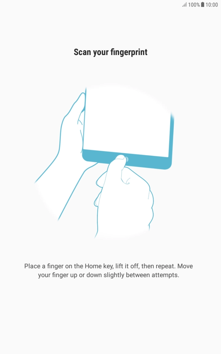 Follow the instructions on the screen to create the lock code using your fingerprint. Follow the instructions on the screen to create the lock code using your fingerprint.
