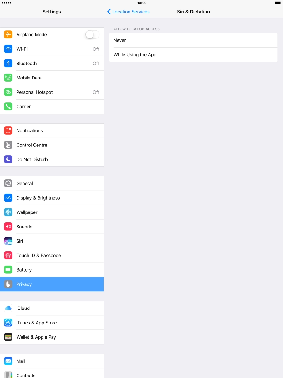 Press the required setting to turn the function on or off. Press the required setting to turn the function on or off.