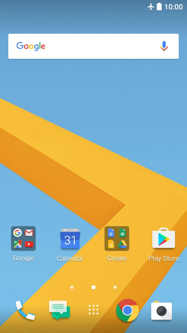 The flight mode icon shows that flight mode is turned on.