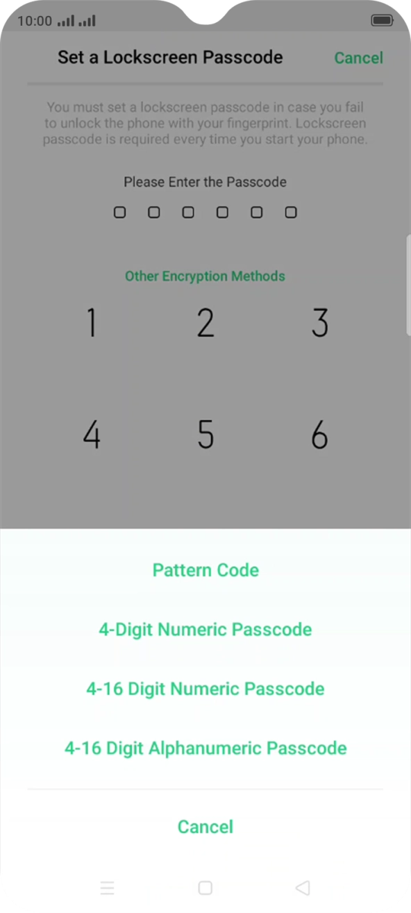 Press the required phone lock code and follow the instructions on the screen to create an additional phone lock code.