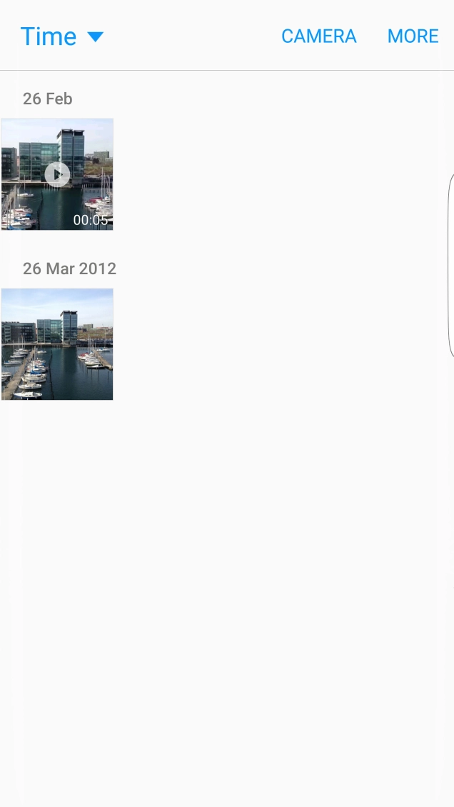 Go to the required folder and press the required picture or video clip.