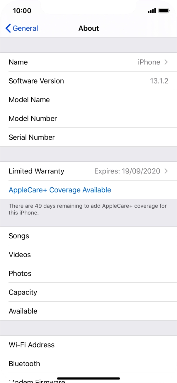 Your phone's software version is displayed next to Software Version.