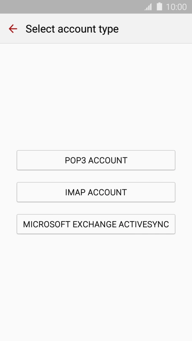 Press IMAP ACCOUNT. Press IMAP ACCOUNT.