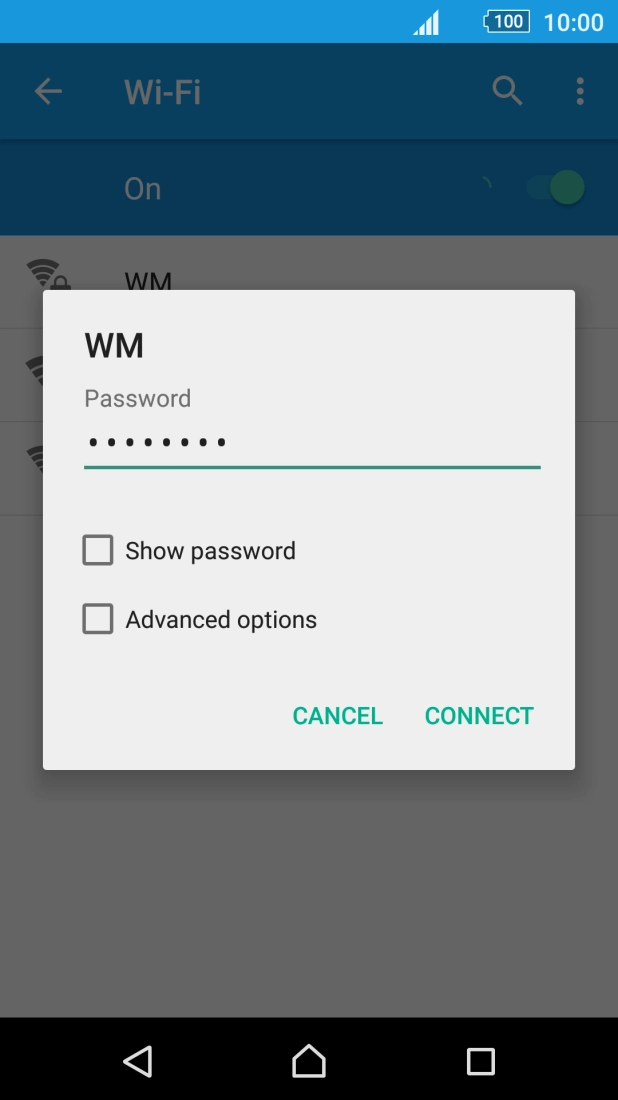 Key in the password for the Wi-Fi network and press CONNECT. Key in the password for the Wi-Fi network and press CONNECT.