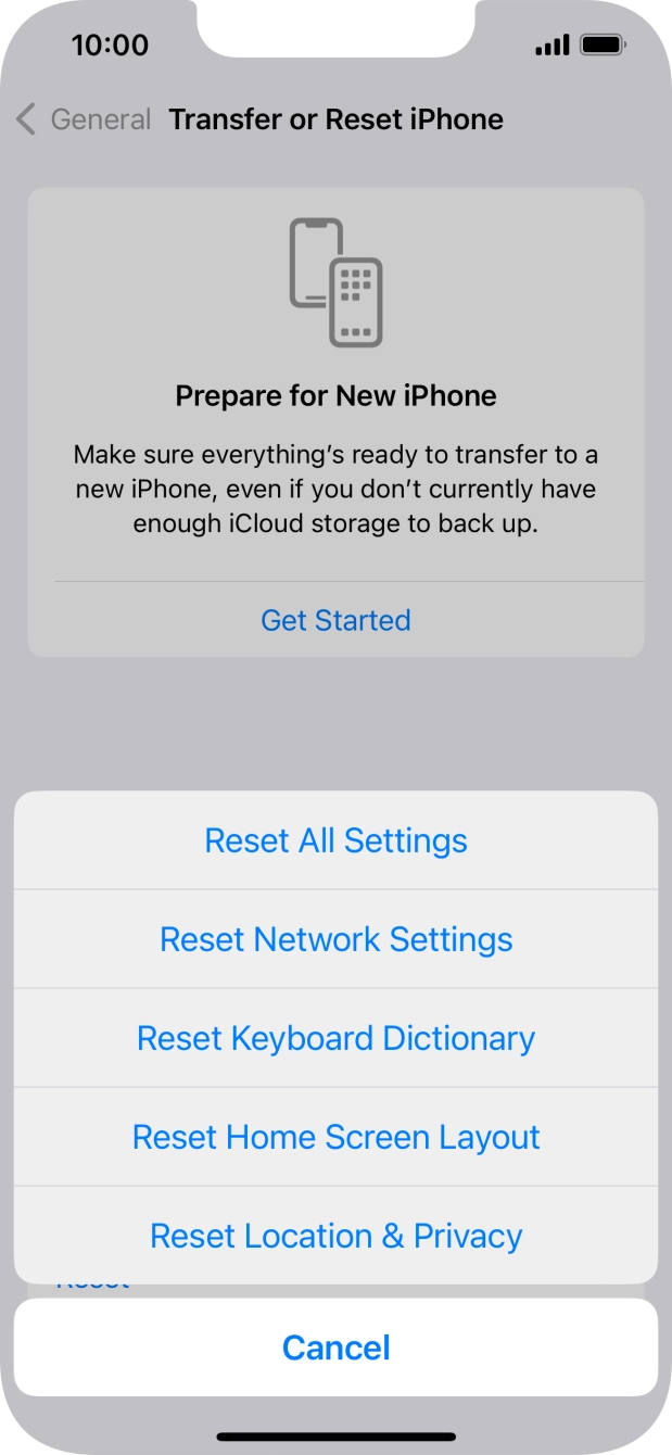 Press Reset All Settings. Press Reset All Settings.