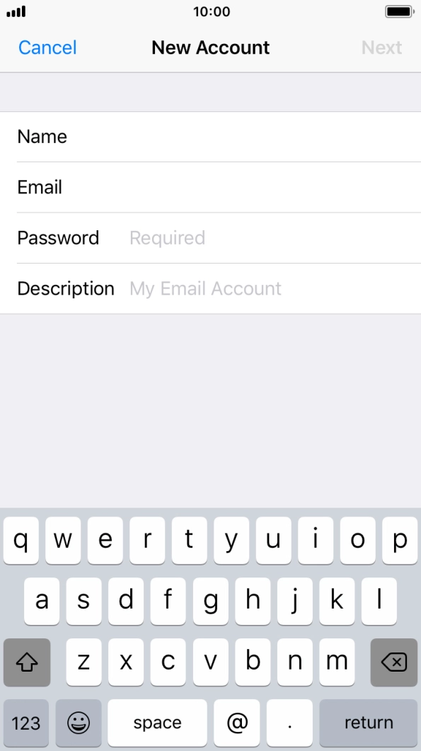 Press Password and key in the password for your email account. Press Password and key in the password for your email account.