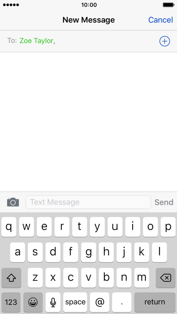 Press the text input field and write the text for your text message.