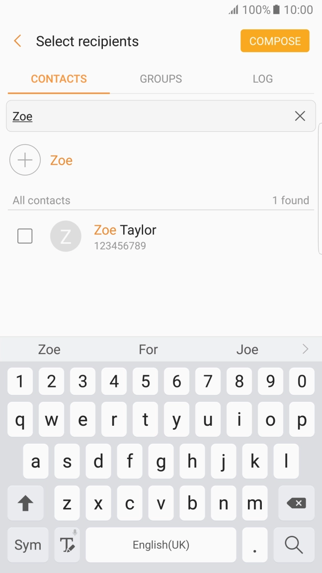 Press the required contact. Press the required contact.