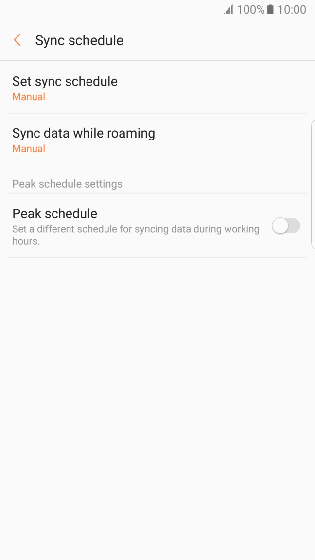 Press Set sync schedule. Press Set sync schedule.