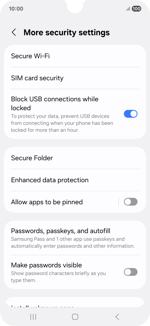 Press SIM card security. Press SIM card security.