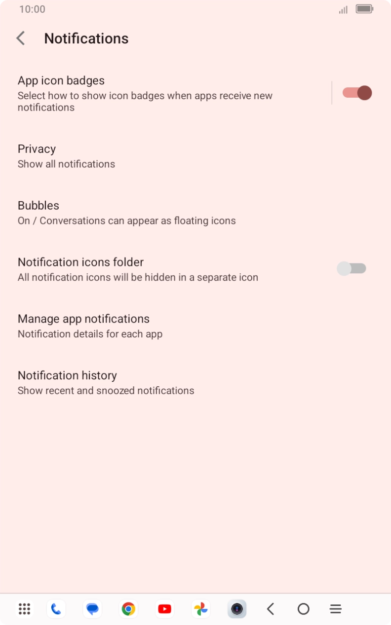 Press Manage app notifications. Press Manage app notifications.