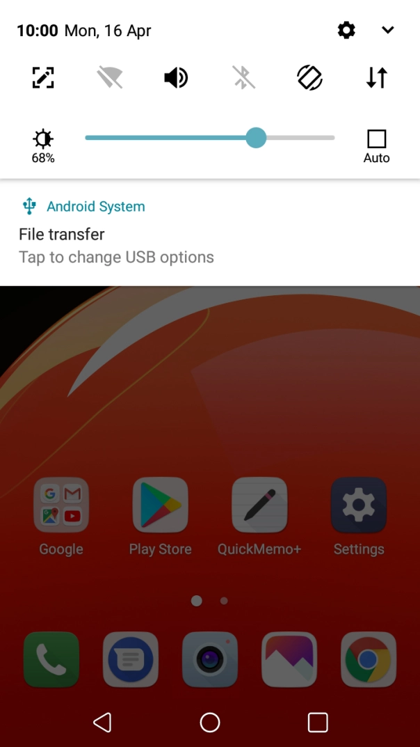 Press the USB icon. Press the USB icon.