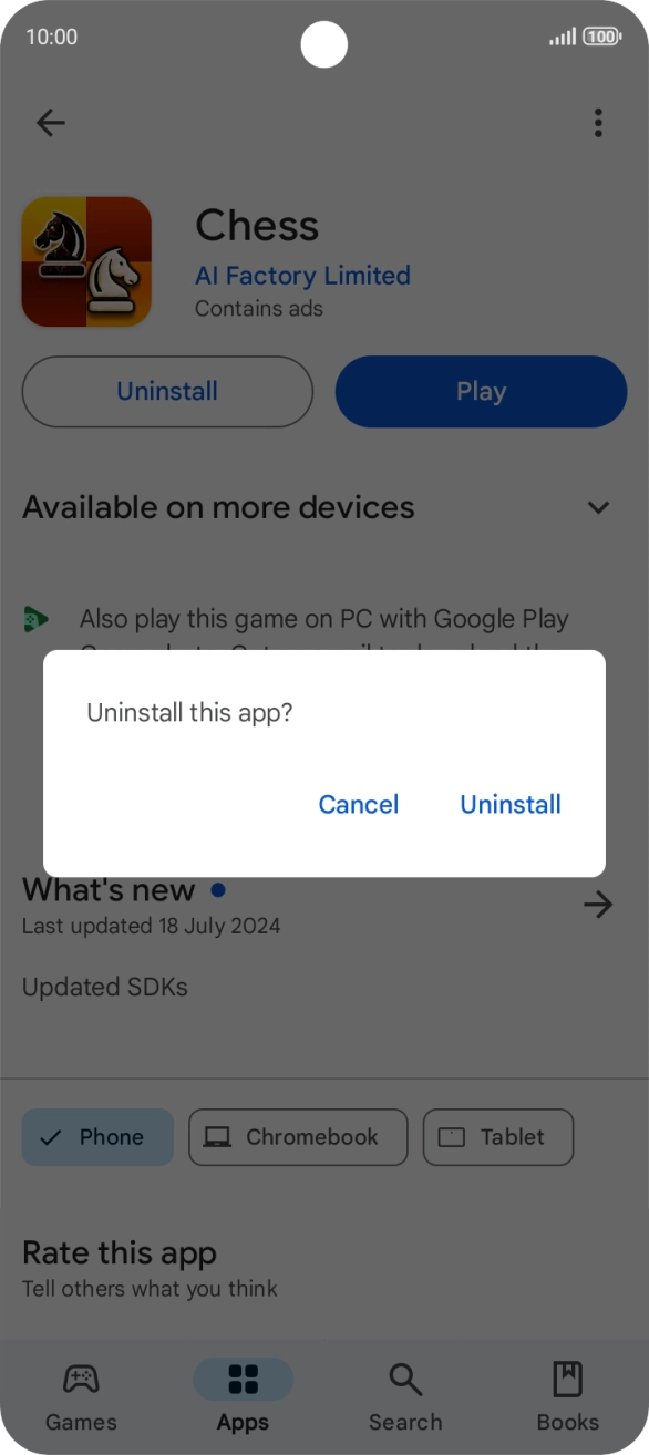 Press Uninstall.
