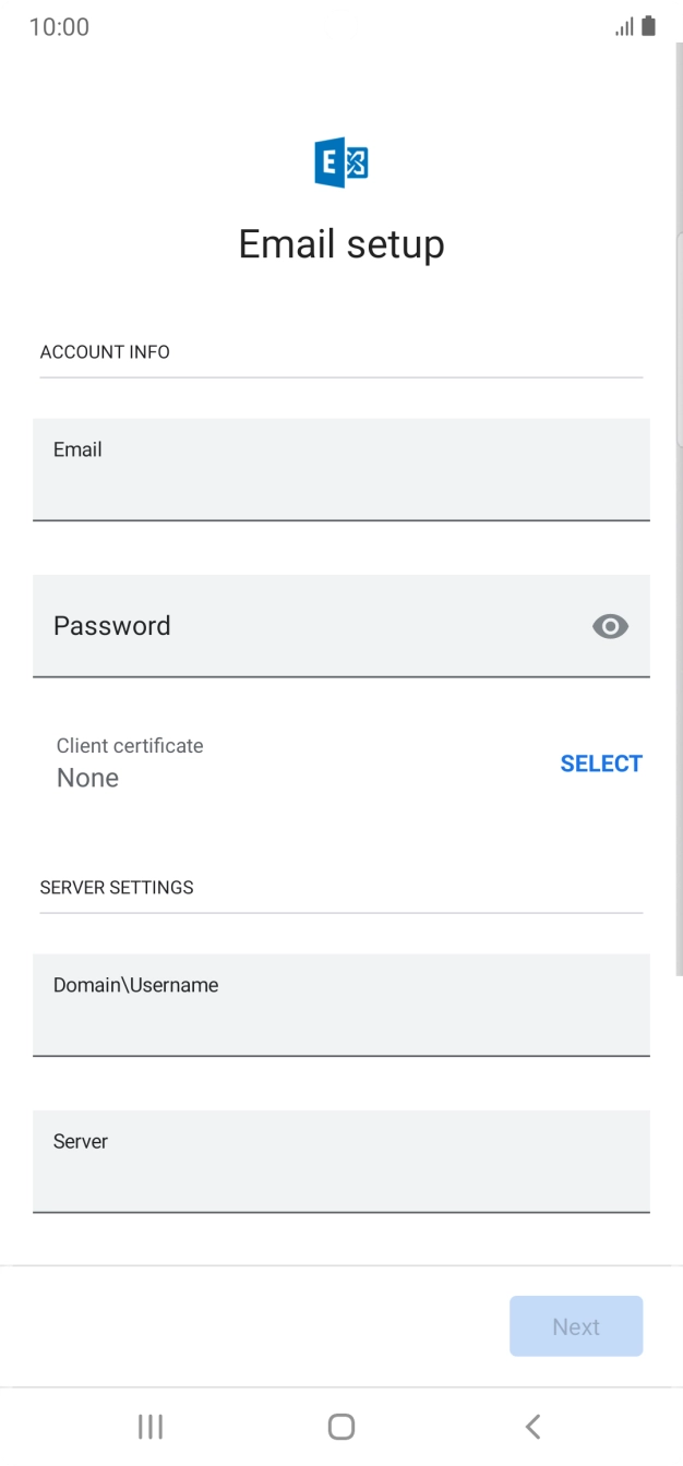 Press Password and key in the password for your email account. Press Password and key in the password for your email account.
