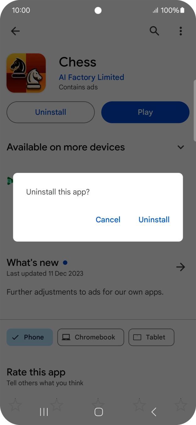 Press Uninstall.