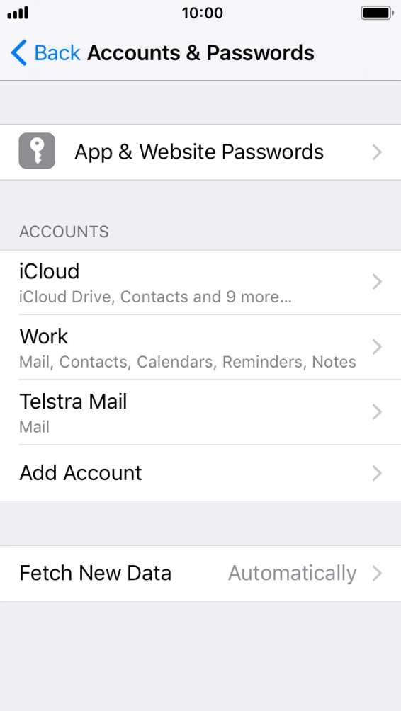 Press the name of the email account you've just set up. Press the name of the email account you've just set up.