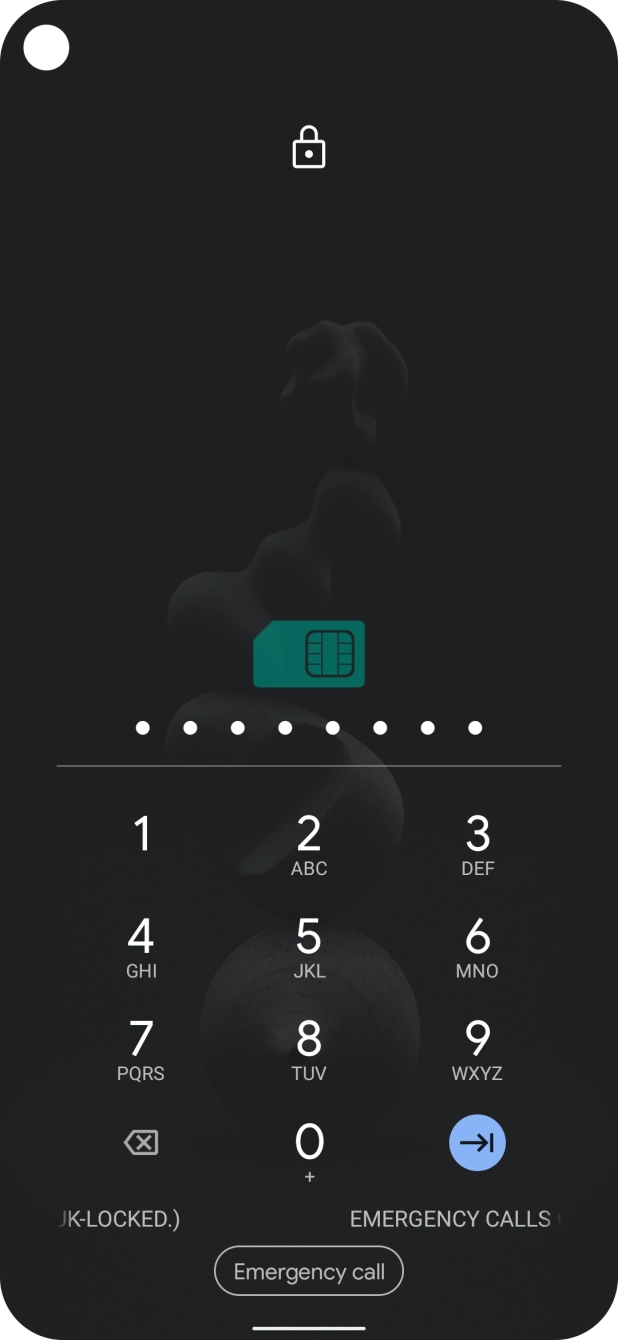 Key in the PUK and press the confirm icon. Key in the PUK and press the confirm icon.