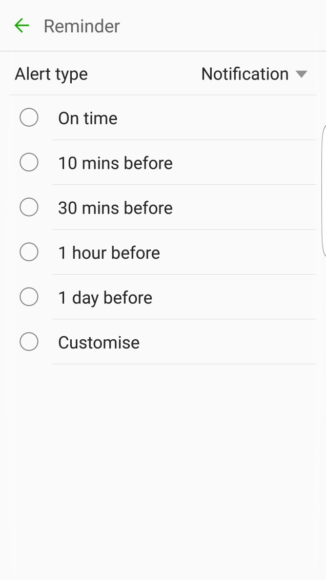 Press the required reminder.