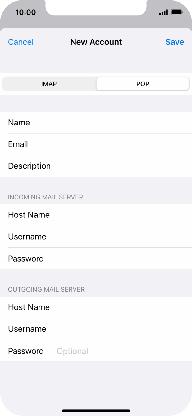Press Password and key in the password for your email account. Press Password and key in the password for your email account.