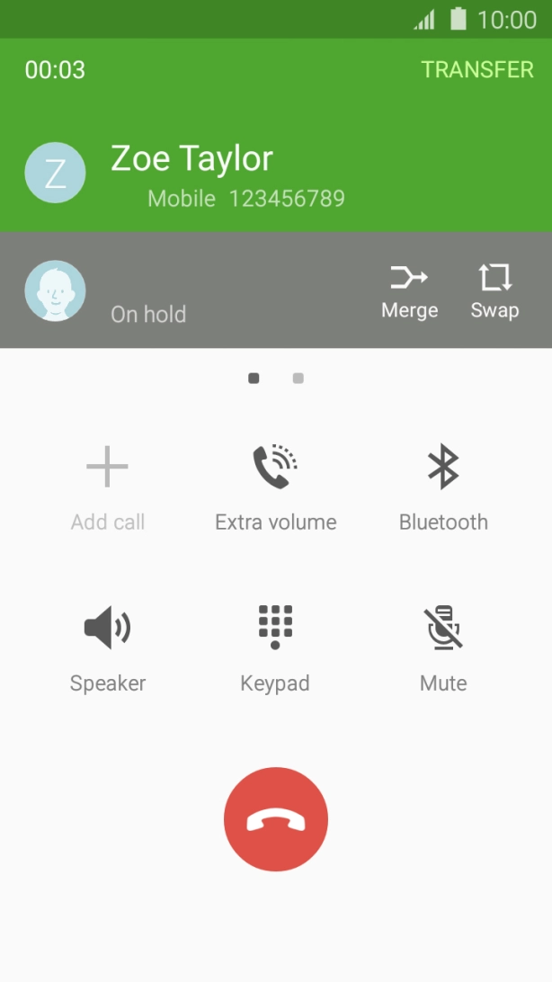 Press Swap to activate the call on hold. Press Swap to activate the call on hold.