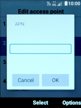 Key in telstra.wap and select OK.
