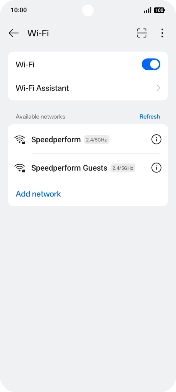 Press the required Wi-Fi network.